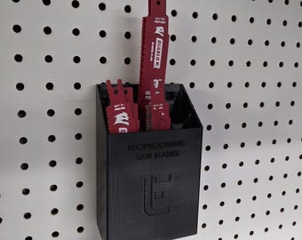 Pegboard Wall Reciprocating Saw Blade Holder Tool Organizer Rack 3D printed