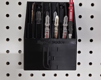 Jigsaw Blade Holder – Pegboard or Wall Mount – 12 Slot Organizer