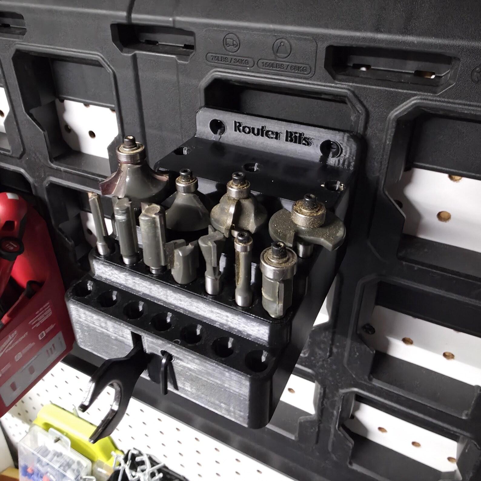 Router Bit Holder Packout Wall Mount Tool Organizer Storage Rack– 1/4 ...