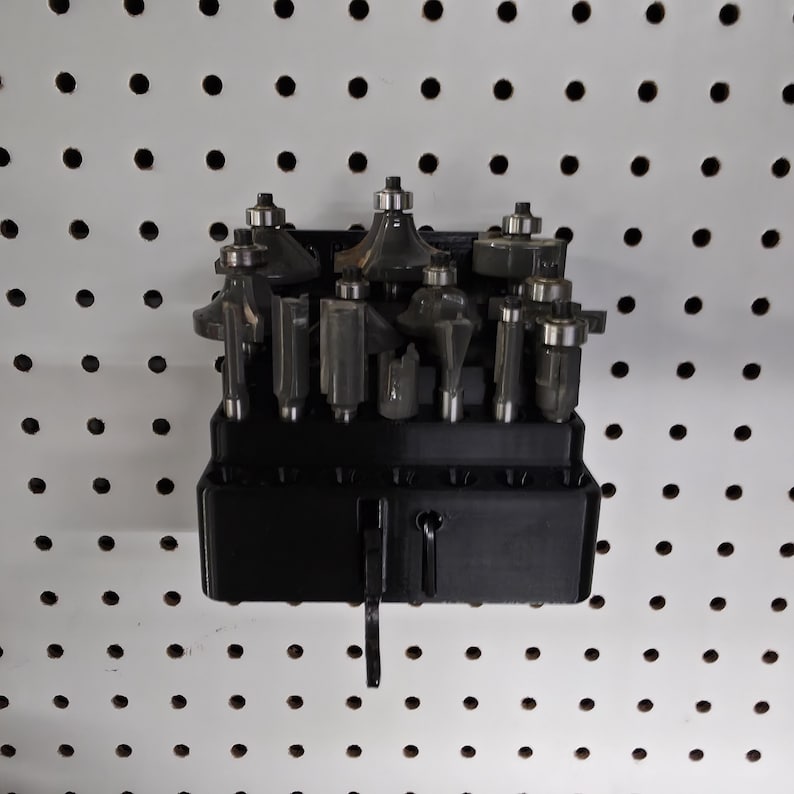 Pegboard Router Router Bit Holder Pegboard or Wall Mount Tool Organizer Rack– 1/4 ...