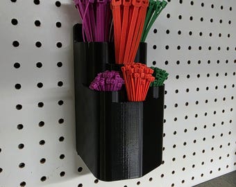Pegboard Wall Mount Zip Tie Holder Cable Tie Organizer Storage Rack 3d printed