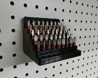 Pegboard Or Wall Mount Bit Holder Organizer Storage Rack 3D printed