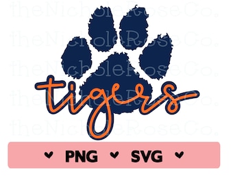 Tigers Svg, Tigers, Tigers png, Tigers Spirit shirt, Tiger paw svg, Spirit shirt png, Football mom, Football shirt, Trendy, paw