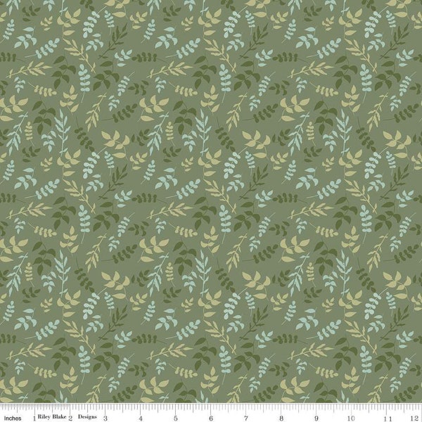 Clearance Priced for Affordable Quilt Backs! Leaves Olive yardage from the Wild and Free Collection by Gracey Larson for Riley Blake Designs