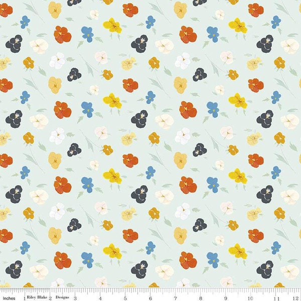 Sale Priced One Yard Units of The Littlest Family's Big Day Blossom on Aqua by Emily Winfield Martin for Riley Blake Designs