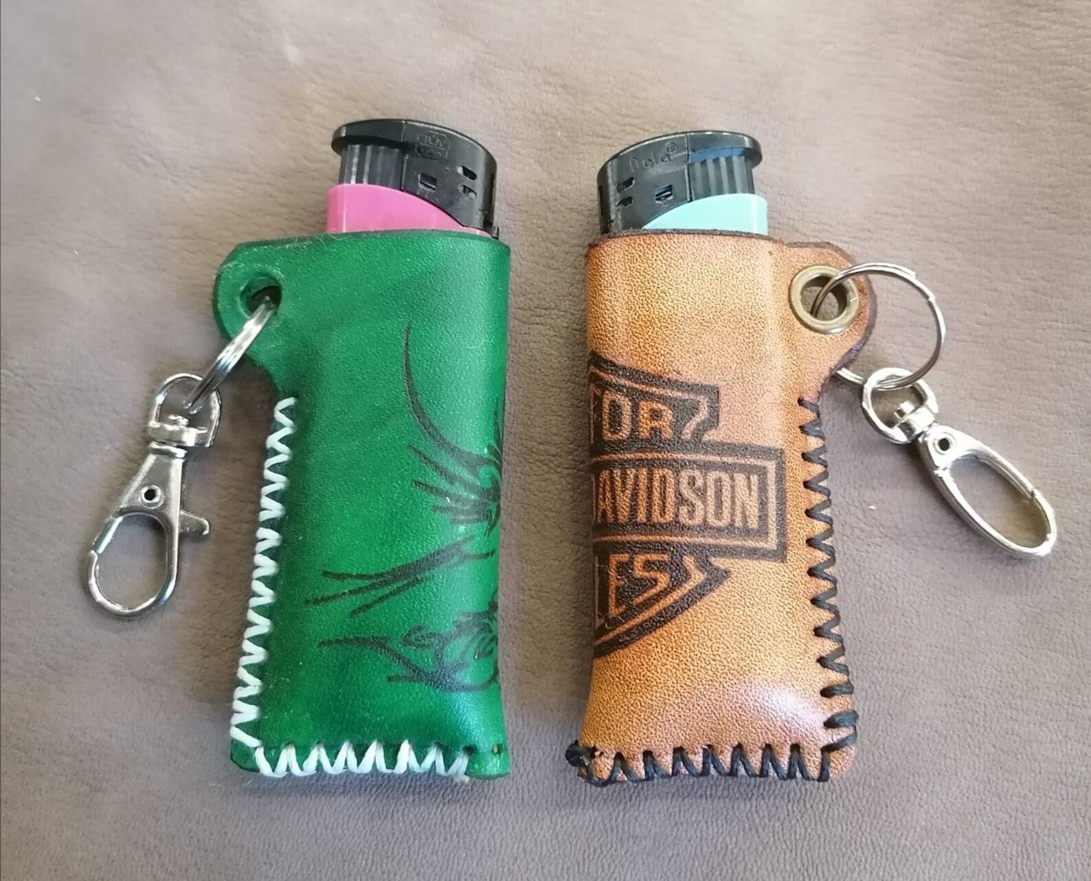 Keyring Leather lighter holder Etsy