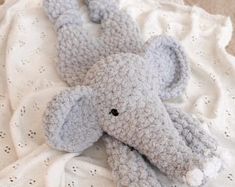 Crochet Elephant Plush Toy – Soft Plush Yarn Stuffed Animal, Nursery Decor