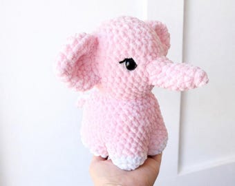 Crochet Elephant Plush Toy – Baby Safe Soft Stuffed Animal, Nursery Decor