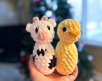 Crochet Cuddle Critter: Handmade Plush Farm Animal Toy, Rattle Option, Crochet Rattle for babies MADE TO ORDER