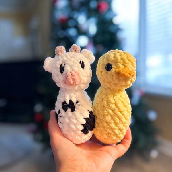 Crochet Cuddle Critter: Handmade Plush Farm Animal Toy, Rattle Option, Crochet Rattle for babies MADE TO ORDER