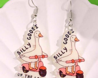 Silly Goose Acrylic Dangle Earrings – Fun Statement Jewelry