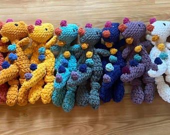 Crochet Dinosaur Lovey | Soft Plush Security Blanket for Baby, Newborn Gift