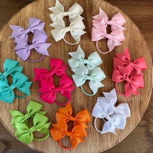 Pig tail Pair | hair bow | baby bow | hair tie | kids hair ties | dog hair bows | bow ponytail | SET | Set of 2