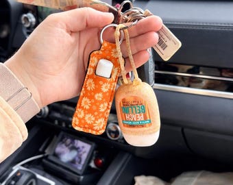 Handmade Floral Lip Balm Keychain – Chapstick Holder, Multiple Colors