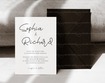 Maqueta de invitación de boda elegante y moderna Maqueta de tarjeta de 5 x 7 Maqueta de tarjeta de felicitación Maqueta de tarjeta de papelería minimalista Maqueta de tarjeta de marca