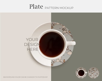Plate pattern mockup Seamless pattern mockup Plate mockup White plate mockup Pattern design mockup Plate mockup PSD Flatlay mockup on plate