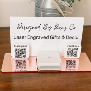 Custom QR Code Business Sign: Mirrored Acrylic Social Media Display
