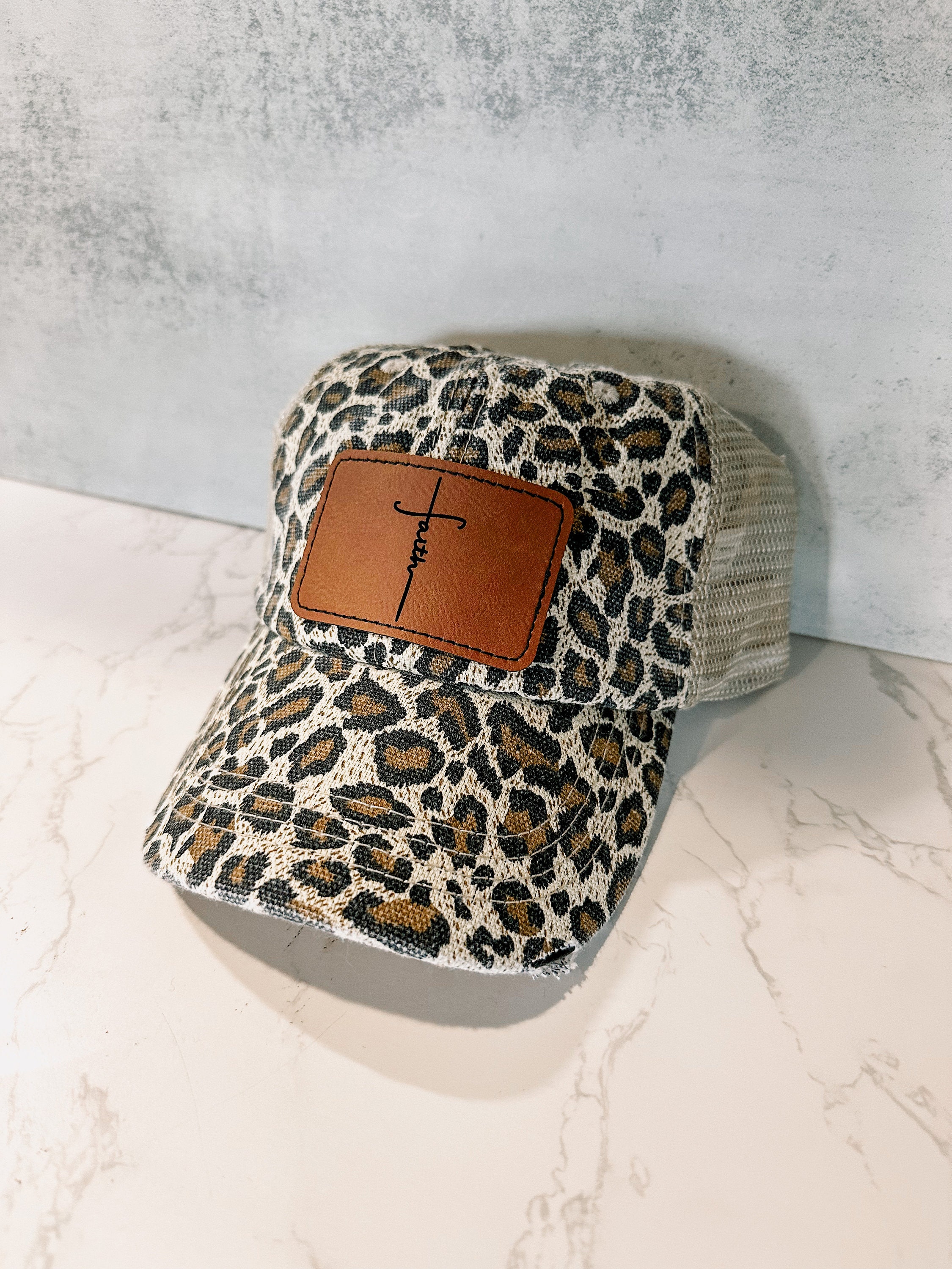 New Custom Designed Brown Distressed Baseball Cap w/ Leopard Handbag, Adjustable 44aa31959f8edd76ec980c5ac065ce  main image 3