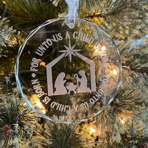Adorno de Natividad de cristal, regalo cristiano de la Sagrada Familia de cristal. Escena del pesebre de la iglesia católica, decoración navideña con temática de Jesús cristiano