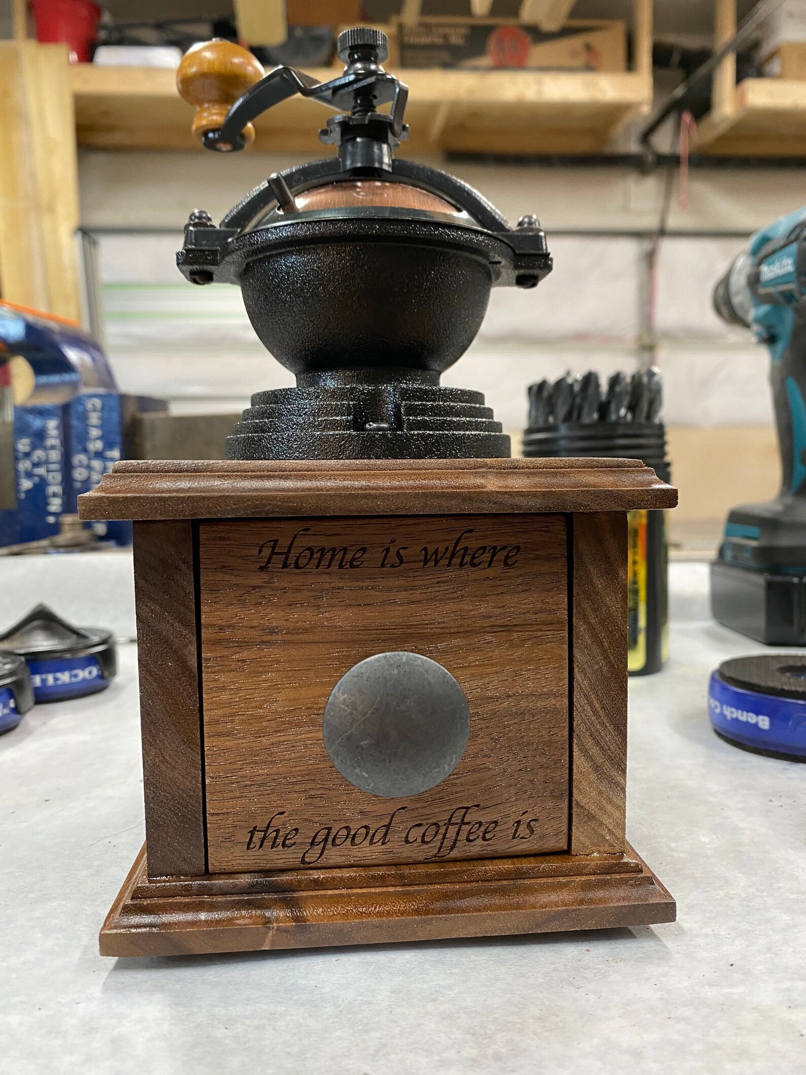 Antique style wooden coffee grinder Etsy