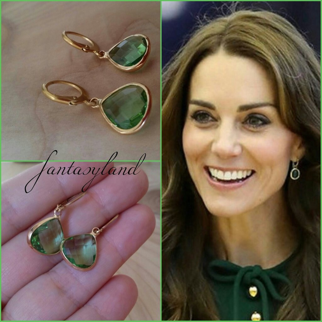 Kate Middleton Citrine Quartz Boucles d oreilles pendantes en or