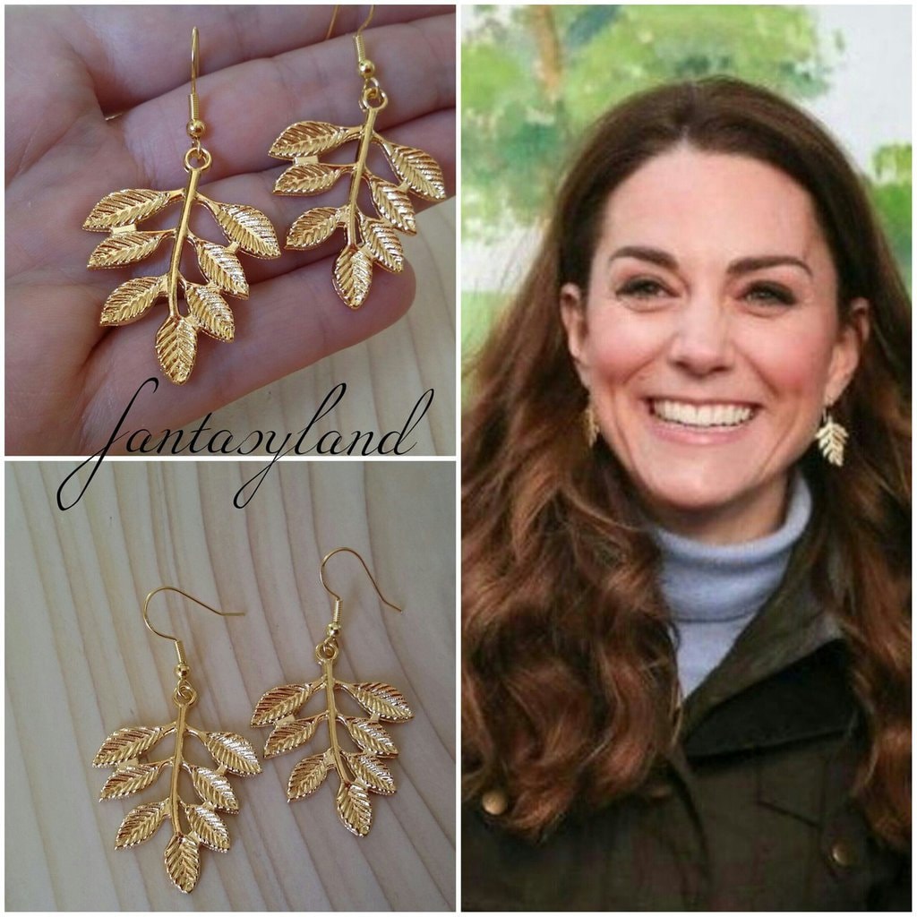 Kate middleton gold leaf best sale earrings