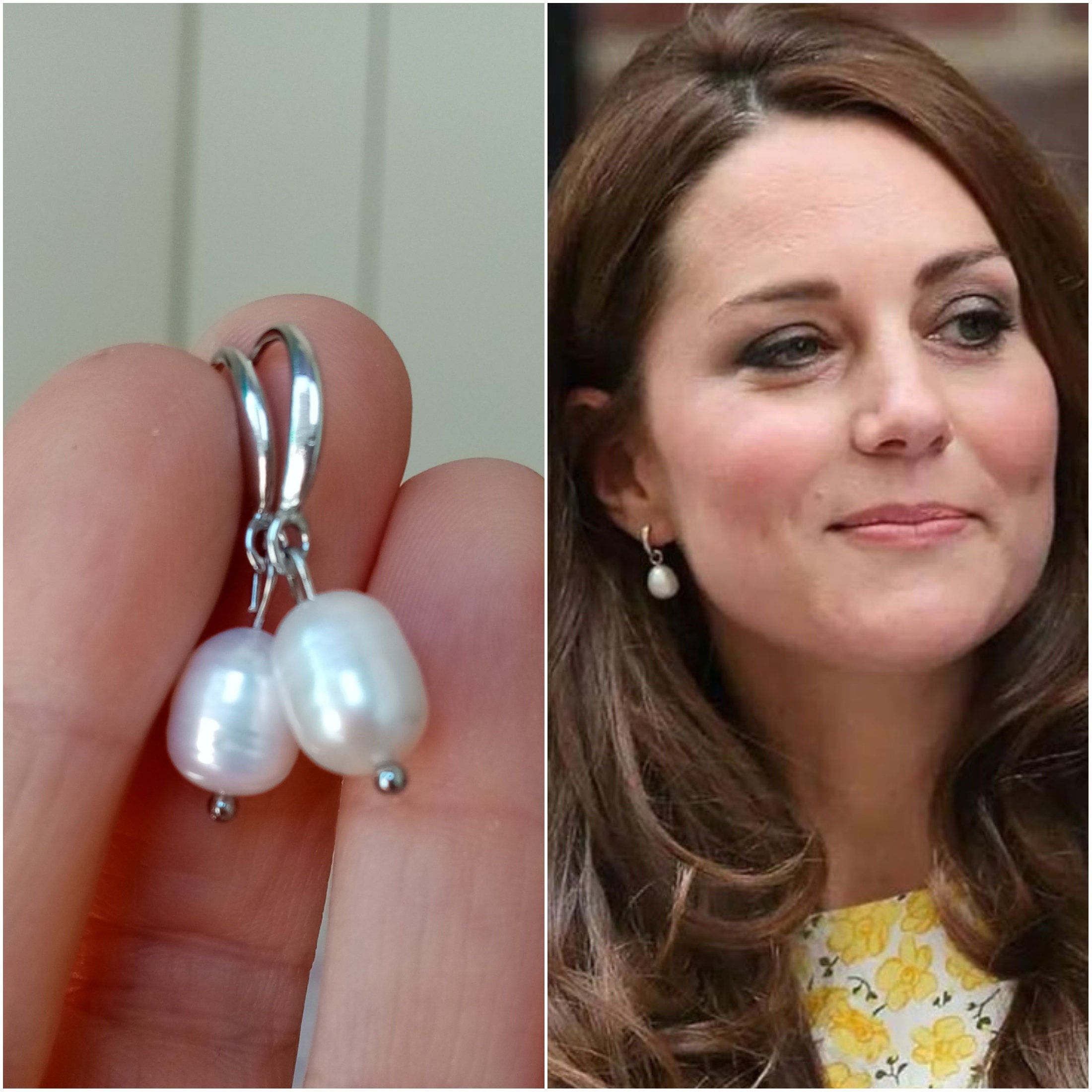 Princess Kate Double White Long Pearl Earrings on Post Sterling Silver –  Pearl Jewellery