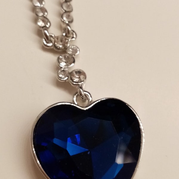 Necklace crystal blue heart Bermuda blue ocean titanic gift love