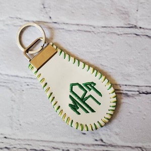 Personalisierter gestickter Monogramm-Baseball-Schlüsselbund mit Team
