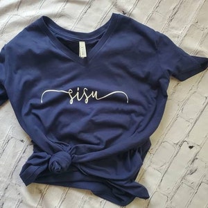 Sisu Womans Adult Navy V-Neck Tee