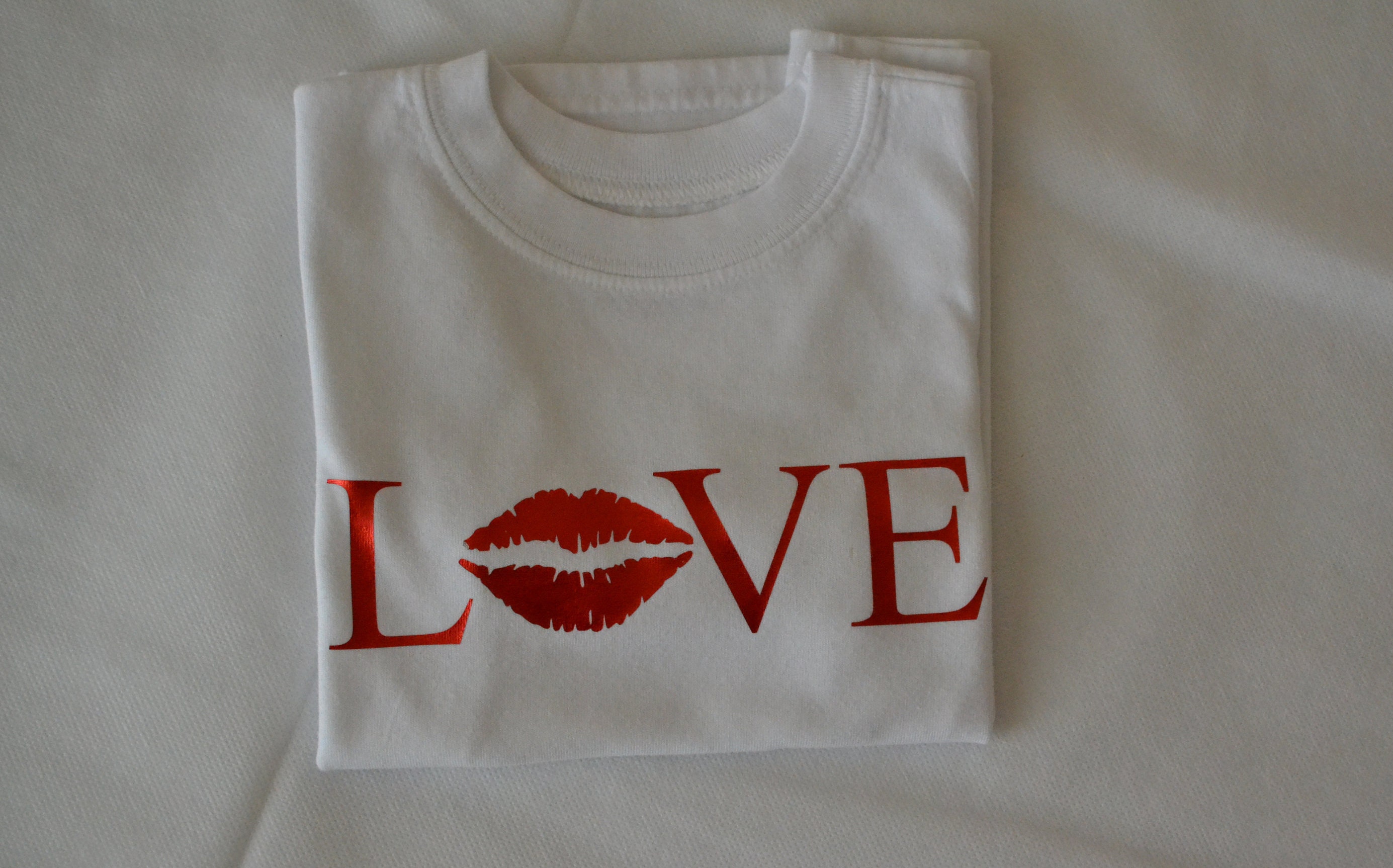 LOVE Tshirt Kissing Lips Metallic Red Adult Tee Etsy
