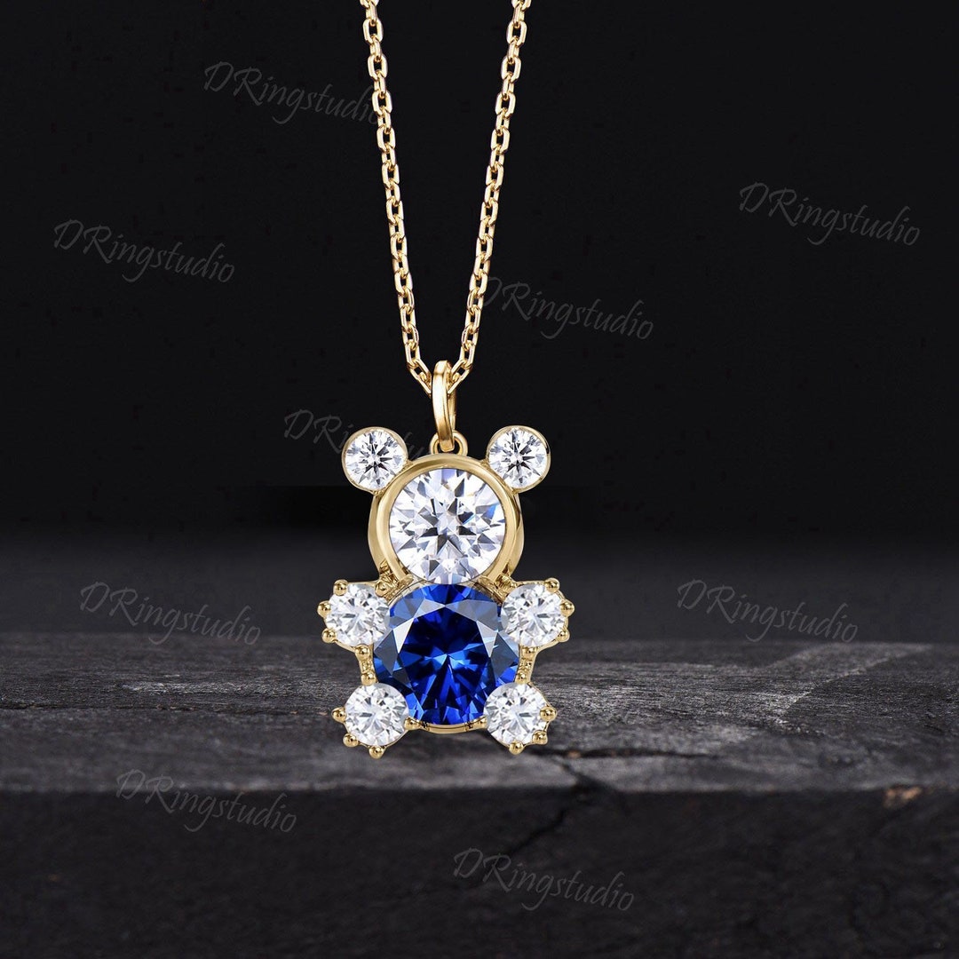 Charming Silver - Plated Teddy Bear Necklace with Blue Crystal Heart for Daily Wear