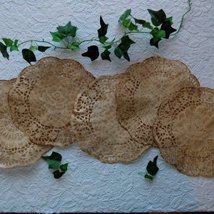 WALNUT Stained Paper Doilies 4, 6,8,10, 12, 14 Vintage Wedding Round Doilies  Wedding Invitations Hand Dyed Doilies Wholesale 