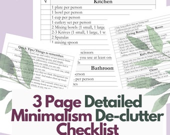 Minimalist Home Declutter Checklist | 3-Page Guide (PDF Pattern)