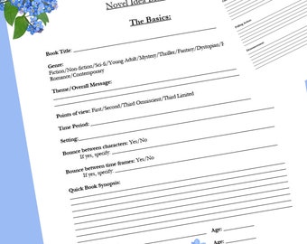 Pianificatore di scrittura di romanzi / Schema della storia, Brainstorming di idee (download PDF)