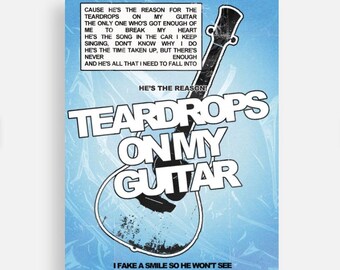Teardrops on My Guitar Taylor-Inspired Postcard, Debut Stationery
