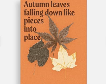 All Too Well Taylor-Inspired Postcard, Autumn Leaves Falling Down Like Pieces Into Place Stationery
