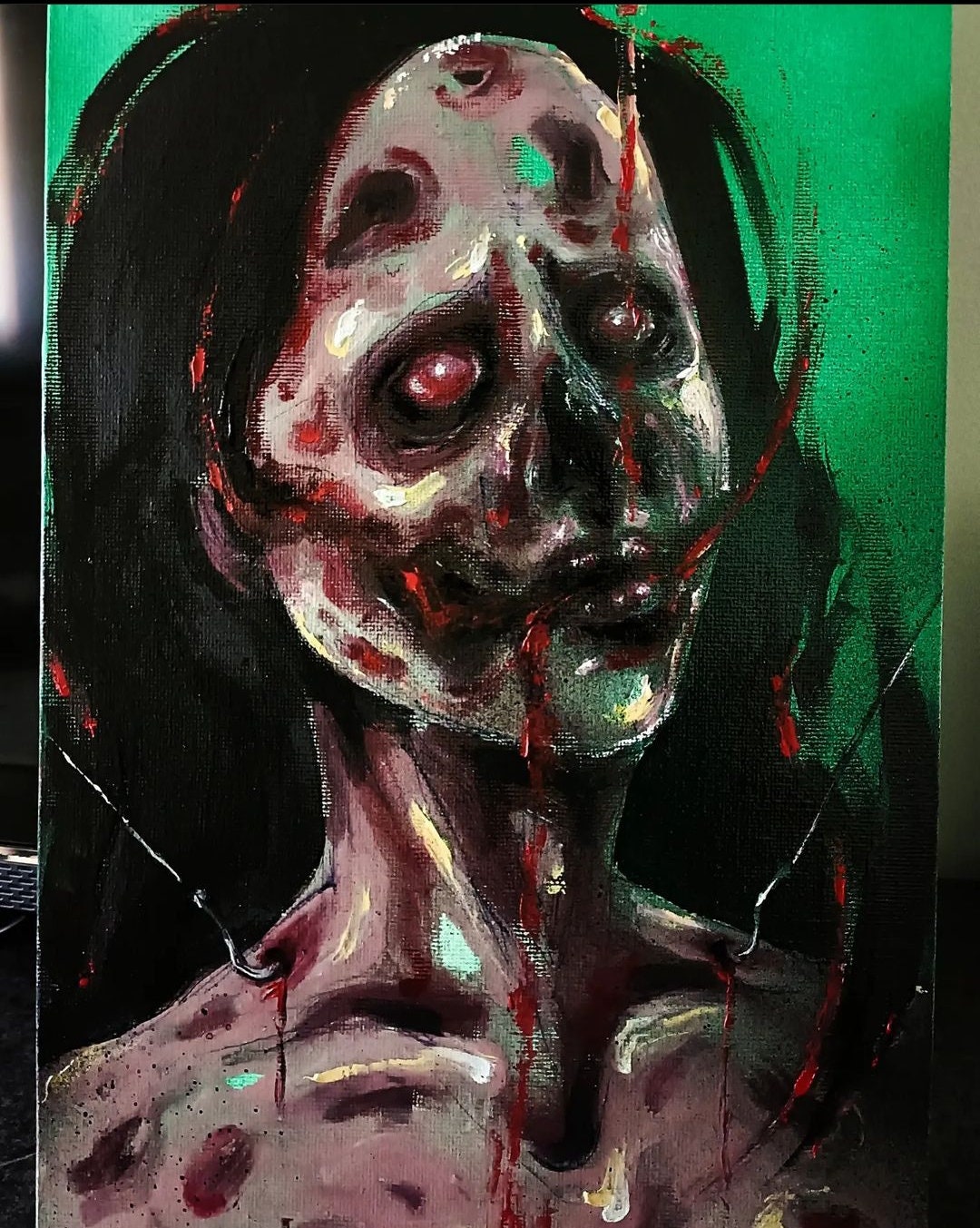 Creepy Zombie Girl, Small Size Original Horror Artwork, Gore Art, Zombie  Art, Oil Painting on Canvas, Creepy Art, Macabre Creepy Painting 