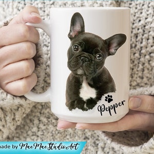 Dog Portrait Mug, Personalized Pet Mug, Pet Portrait Mug, Custom Pet Mug, Personalized Mug, Gifts for Pet Owners, Gifts for Dog Lovers 15 oz. White