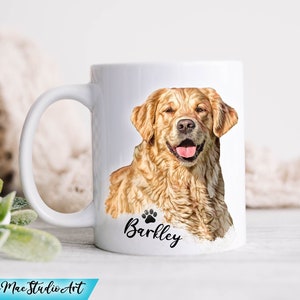 Dog Portrait Mug, Personalized Pet Mug, Pet Portrait Mug, Custom Pet Mug, Personalized Mug, Gifts for Pet Owners, Gifts for Dog Lovers 11 oz. White
