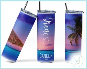 Beach Custom Tumbler with Straw, Personalized Tumbler, Beach Tumbler, Tumbler Cups, Gifts for Women, Sunset Tumbler, Vacation Tumbler