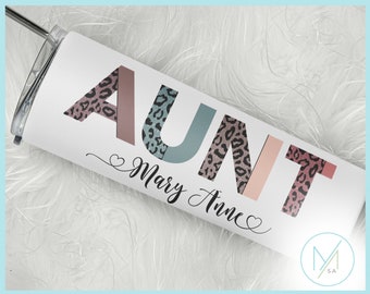 Aunt Tumbler, Aunt Gifts, Gifts for Aunt, Auntie, Aunt Gift Christmas, Great Aunt Gift, Custom Aunt Tumbler with Straw, Aunt and Niece Gifts