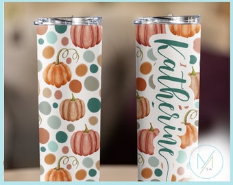 Pumpkin Tumbler Cup Coffee Leaves Fall Tumbler | Fall Tumbler Personalized Gift