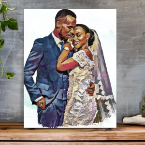 Family Portrait Painting from Photo | Custom Family Couples Loved One Pet Portrait | Unframed Canvas Print