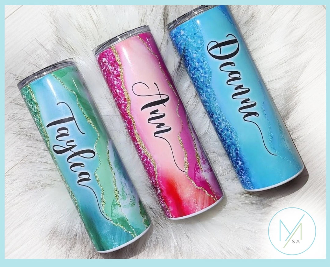 Custom Glitter Tumbler With Straw, Personalized Tumbler, Glitter