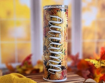 Custom Coffee Personalized Fall Tumbler with Lid and Straw | Fall Gift Basket Idea | Mums Fall Tumbler Cup | Fall Coffee Tumbler