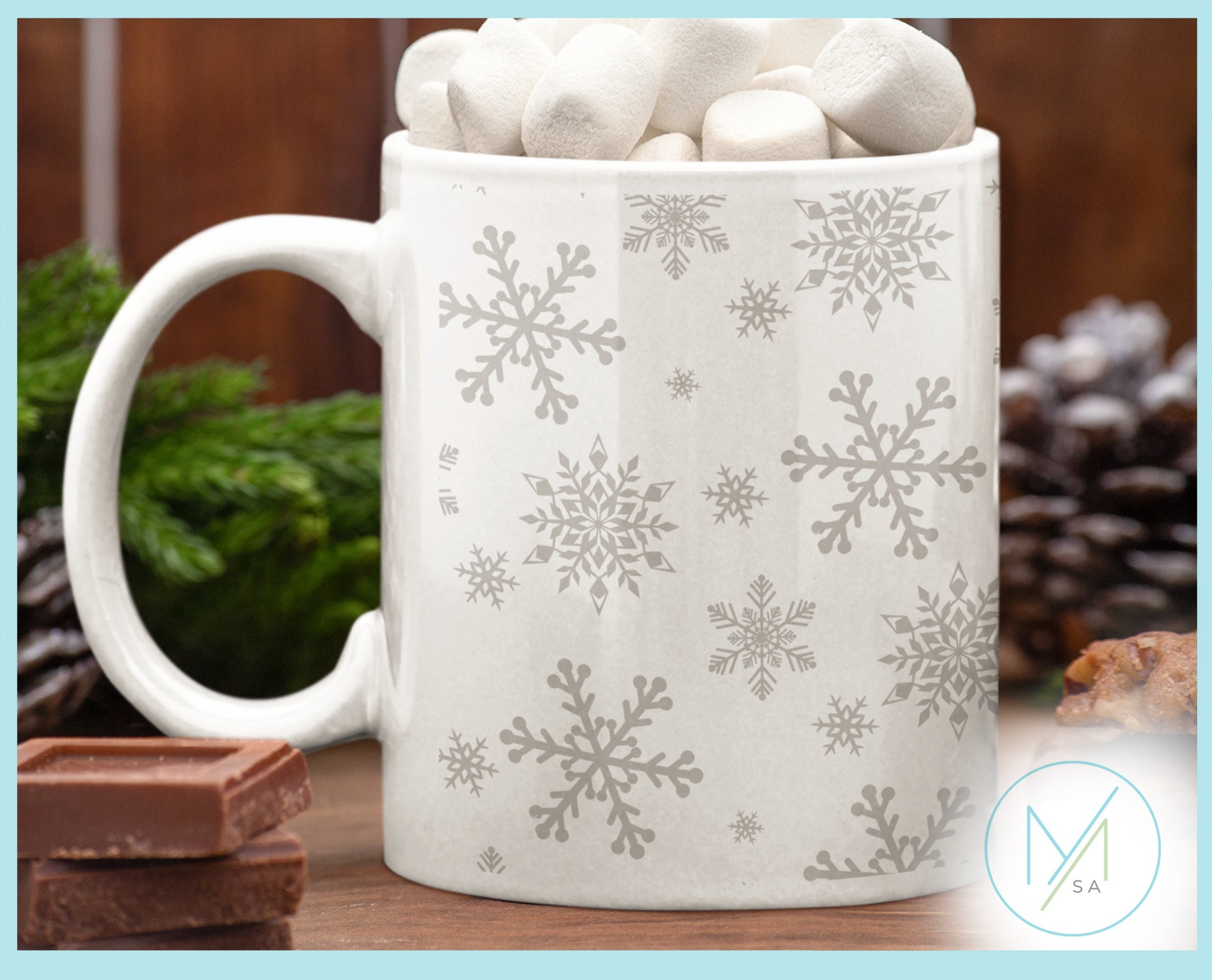 Grey Snowflake Mug Aesthetic Collection Design For Christmas