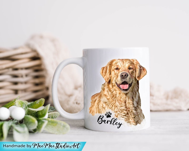 Dog Portrait Mug, Personalized Pet Mug, Pet Portrait Mug, Custom Pet Mug, Personalized Mug, Gifts for Pet Owners, Gifts for Dog Lovers 11 oz. White