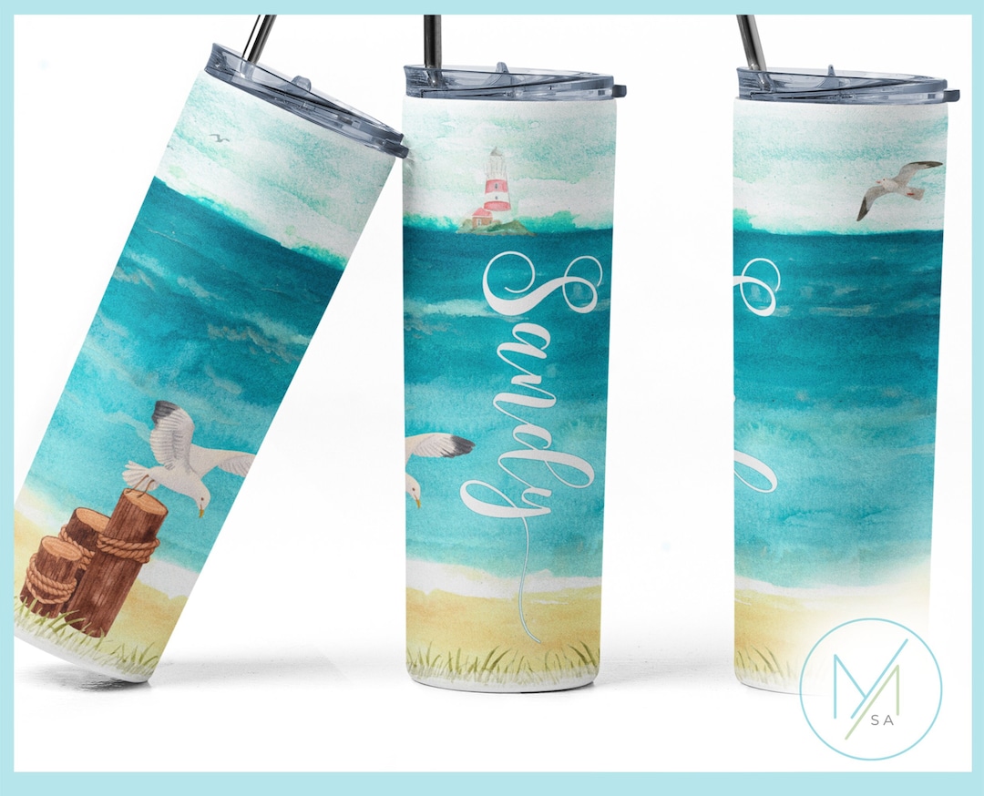 Beach Custom Tumbler With Straw, Beach Tumbler, Personalized Tumbler ...