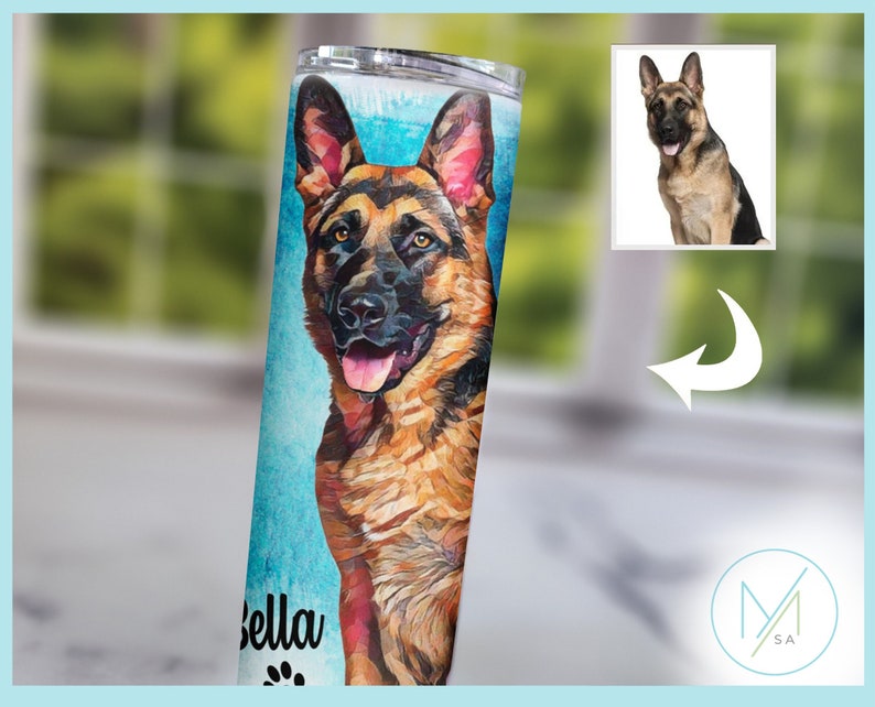 Pet Portrait Tumbler, Custom Pet Tumbler, Pet Portrait, Pet Portrait Gift, Pet Memorial Gift, Personalized Pet Gift, Custom Dog Portrait image 1